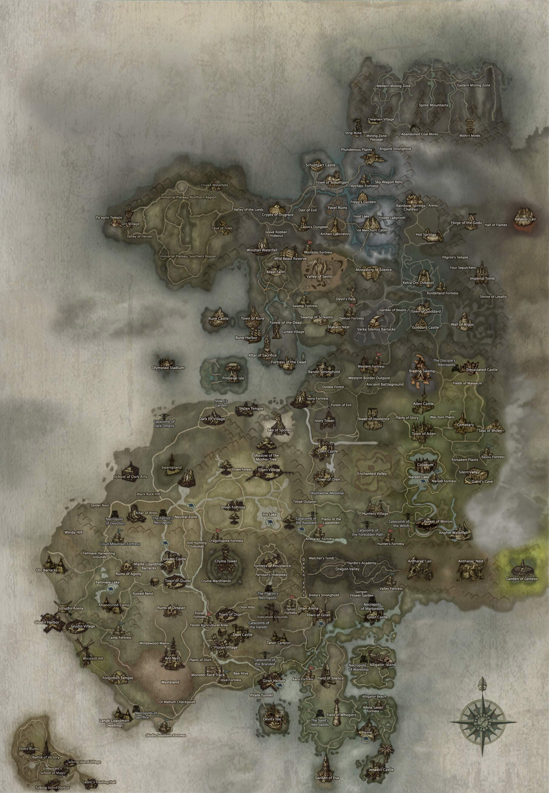 Lineage 2 map. Lineage 2 Raid Boss map